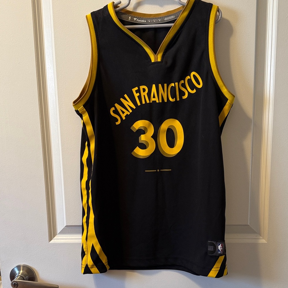 Fanatics Black and Gold San Francisco Warriors Steph Curry Kids Jersey